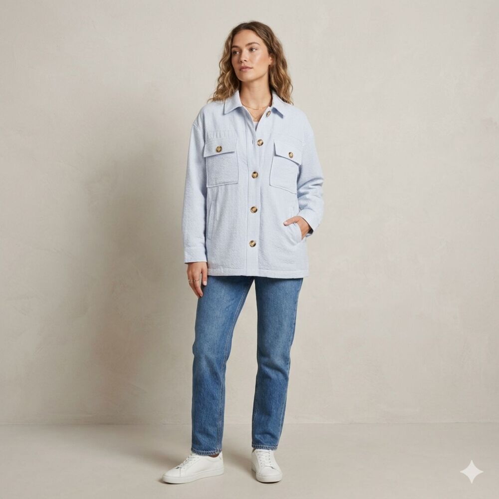 Le Lis Shacket Women Size S Multicolor Check Long Sleeve Button Up Fleece Jacket